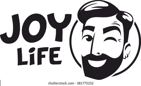 bearded hipster logo enjoy life