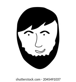 Bearded hipster man. For beard care advertising. Vector illustration in doodle style for barbershop logo, picture, postcard, poster, poster on canvas or paper