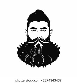 Bearded hipster man face portrait sketch drawing. Hairstyle head guy. Barbershop emblem, logo concept. Profile avatar character. Bearded male silhouette. Black vector illustration isolated on white.