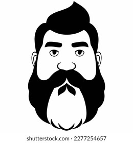 Bearded hipster man face portrait sketch drawing. Hairstyle head guy. Barbershop emblem, logo concept. Profile avatar character. Bearded male silhouette. Black vector illustration isolated on white.