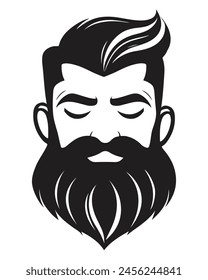 Bearded Hipster Man Head Portrait sketch drawing. Closed Eyes. Barber Shop vector illustration