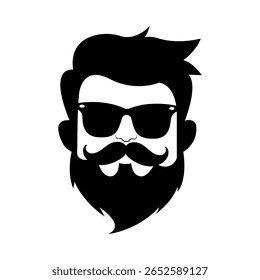 Ícone de homem de hipster barbudo - barba, bigode e vetor de óculos