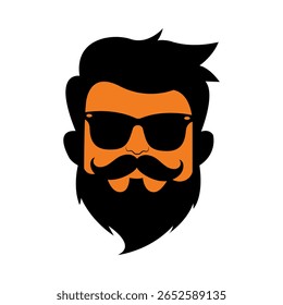 Ícone de homem de hipster barbudo - barba, bigode e vetor de óculos
