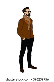 Bärtiges Hipster-Modell einzeln