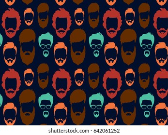 Bearded Hipster pattern with glasses.Urban Lumberjack background.