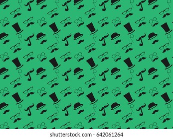 Bearded Hipster pattern with glasses.Urban Lumberjack background.