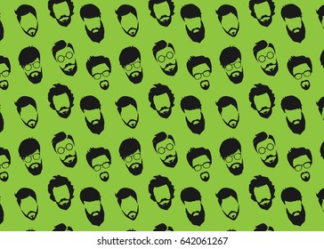 Bearded Hipster pattern with glasses.Urban Lumberjack background.