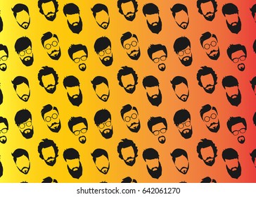 Bearded Hipster pattern with glasses.Urban Lumberjack background.