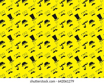 Bearded Hipster pattern with glasses.Urban Lumberjack background.
