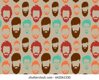 Bearded Hipster pattern with glasses.Urban Lumberjack background.