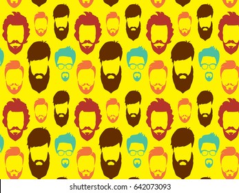 Bearded Hipster pattern with glasses.Urban Lumberjack background.