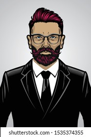 bearded hipster style man wearing suit