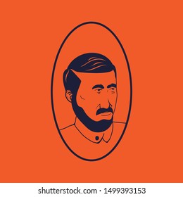 Bearded Human Vintage Vector Outline