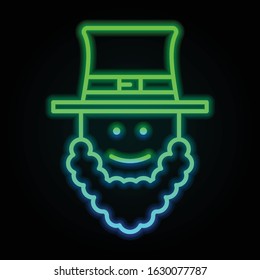Bearded irishman icon in nolan neon colorful style. Simple thin line, outline vector of saint patrick's day for ui and ux, website or mobile application