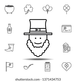 Bearded irishman icon. Simple thin line, outline vector element of Saint Patricks Day icons set for UI and UX, website or mobile application
