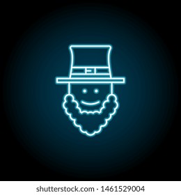 Bearded irishman neon icon. Simple thin line, outline vector of Saint Patricks Day icons for UI and UX, website or mobile application