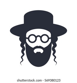 A bearded Jew with a hat and sunglasses. Hasid icon