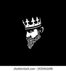 Bearded king with a crown on his head