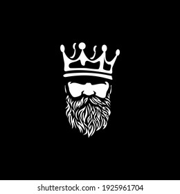 Bearded king with a crown on his head