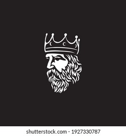 Bearded king with a crown on his head