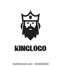 Bearded king with a crown on his head, illustration white background