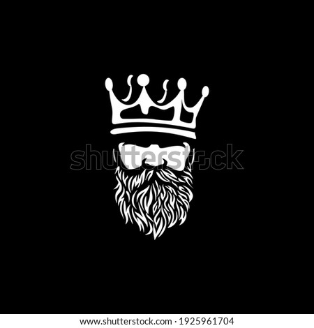 Bearded king with a crown on his head