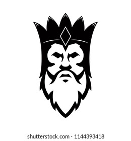 Bearded king icon. Design element for sign, badge, t shirt, poster. Vector illustration