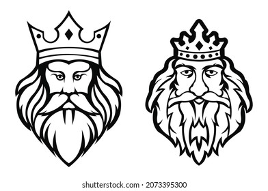  Bearded king logo.king man, Design element for sign, badge, t shirt, poster.