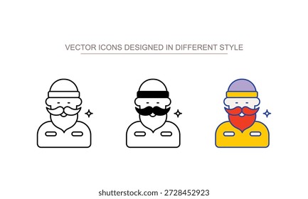 Design de ícone de lenhador com barba com ilustração de estoque de fundo branco