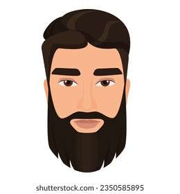 Bearded male face. Barbershop haircut, trendy hairdress vector isolated illustration