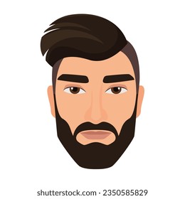 Bearded male head. Stylish modern headdress, hipster man face vector illustration