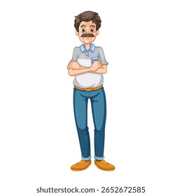 Bearded man with arms crossed vector