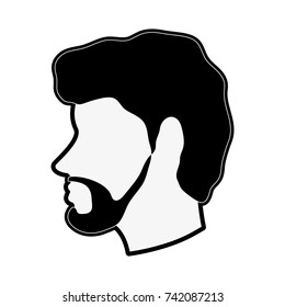 bearded man avatar head sideview icon image 