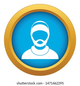 Bearded man avatar icon blue vector isolated on white background for any design