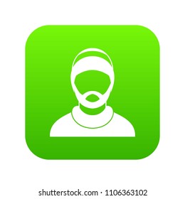 Bearded man avatar icon digital green for any design isolated on white vector illustration