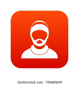 Bearded man avatar icon digital red for any design isolated on white vector illustration