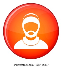 Bearded man avatar icon in red circle isolated on white background vector illustration