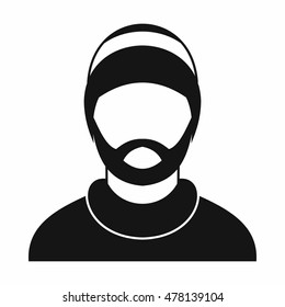 Bearded man avatar icon in simple style isolated on white background. People symbol