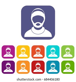 Bearded man avatar icons set