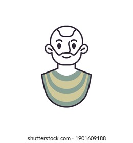 Icono de línea de avatar de hombre con barba. Signo de estilo lineal de carácter Hipster para concepto móvil y diseño web. Retrato de un icono vectorial del contorno del peinado masculino. Símbolo, ilustración del logotipo. Gráficos vectoriales