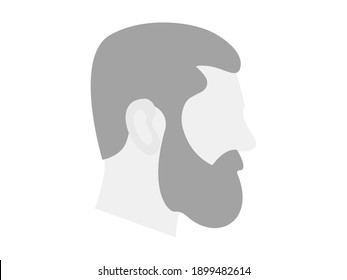 Perfil de avatar del hombre con barba. Carácter masculino gris retrato con barba lujosa para redes sociales y cuenta de barbero vectorial personal.