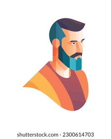 bearded man avatar symbolizes success and strength icon isolated