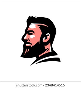 bearded man barbershop logo design