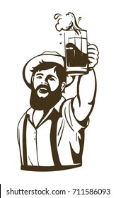 bearded man with a beer mug in his hand