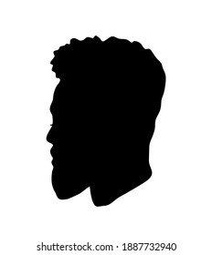 A bearded man. Black African Afro American male portrait face vector silhouette of a hairstyle with curly hair and beard .Drawing of a human head profile isolated on white .Vinyl wall sticker decal.