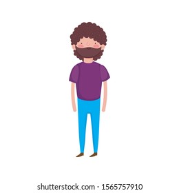 bearded man casual clothes standing on white background vector illustration