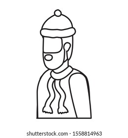 bearded man with christmas hat character vector illustration design
