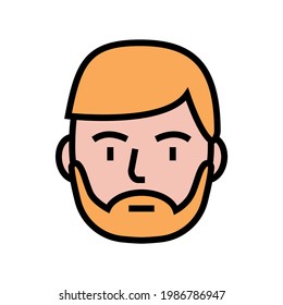 bearded man color icon vector. bearded man sign. isolated symbol illustration