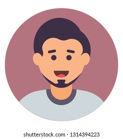 Bearded man colorful icon design 