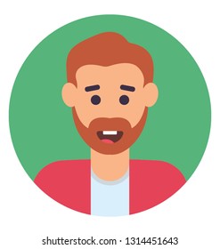 Bearded man colorful icon design 